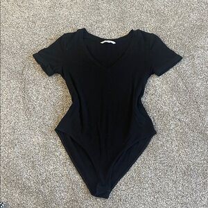 Chic Black V-Neck Bodysuit